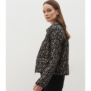Gerry Weber Leopard Print Jacquard Knit Jacket Metallic Beige Black Size 8